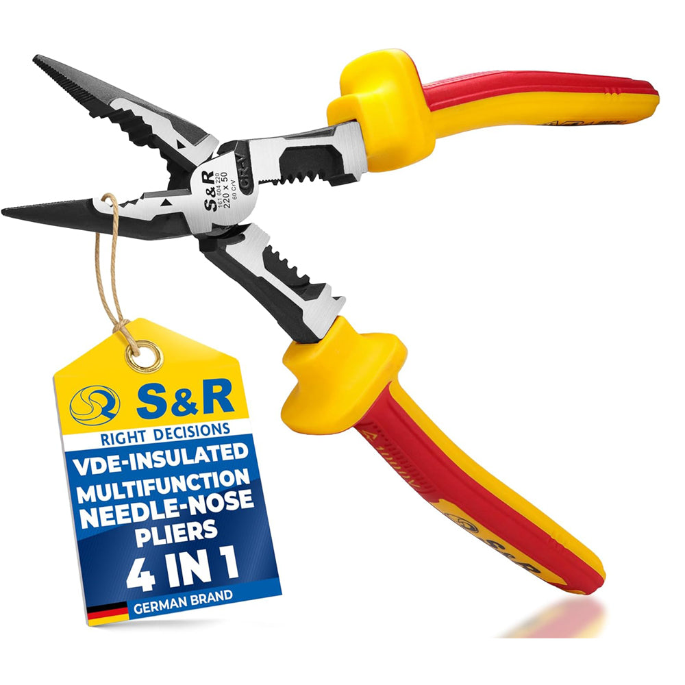 VDE Long Nose Pliers 220mm – Insulated Electrician Tool