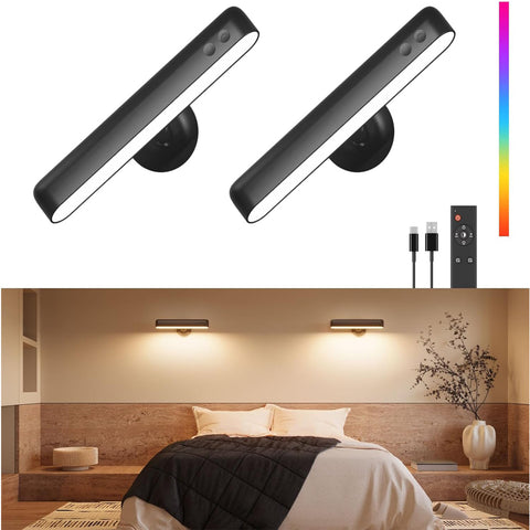 FULNIX Rechargeable LED Wall Lights 2 Pack Black