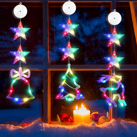 3PCS star LED festive lights with Christmas tree and elk design