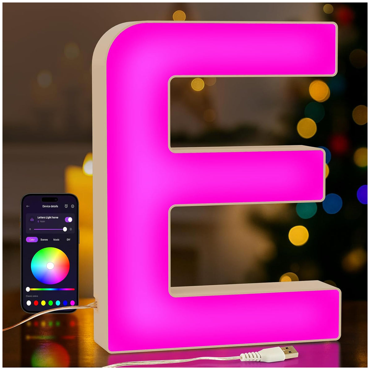 LED Letter E Colour Changing Night Light