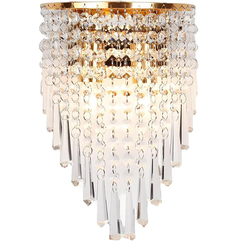 Sparkling Crystal Wall Lamp Vintage Gold E27