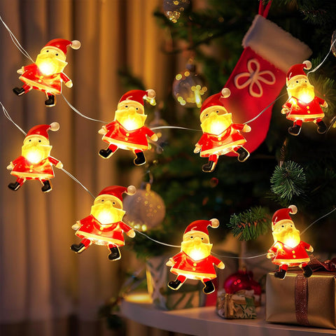 3M 30 LED Santa Claus Christmas String Lights | Battery Operated Fairy Lights for Indoor & Outdoor Home, Bedroom & Party Decorations