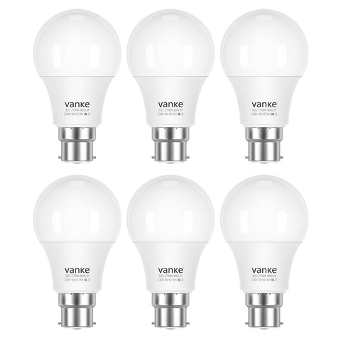 Vanke B22 LED Bulb 9W Warm White 2700K Pack of 6