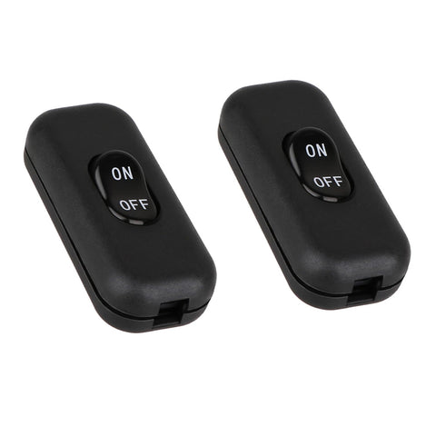 Helunsi Inline Switch 2 Pcs, Black Lamp Cord Button Torpedo Switch, Rated 6A 250V ON OFF Electrical Wire Appliance Rocker Switches, Repair Replacement Control Power Cable Plug Desk Table Light Parts
