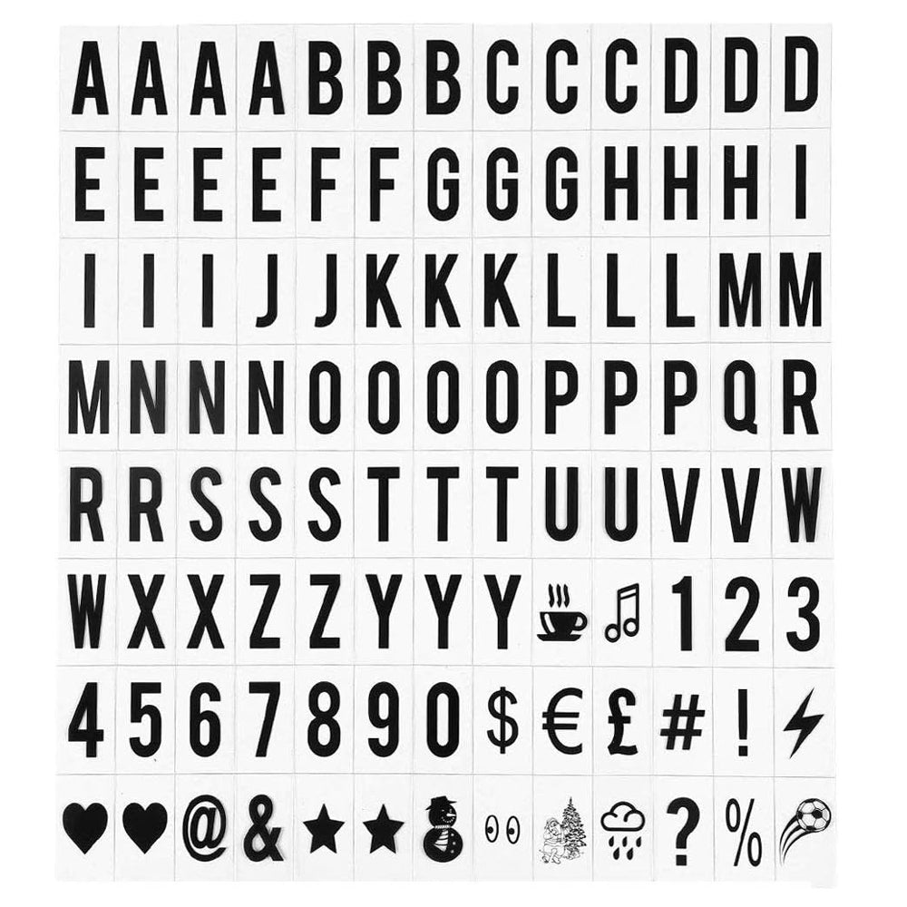 104pcs Cinema Light Box Letters 65x35mm Led Cinema Board Light Box Replacement Letters & Numbers Symbols for A3 A4 A5 Cinematic Lamp Box, Halloween Decoration (Black)