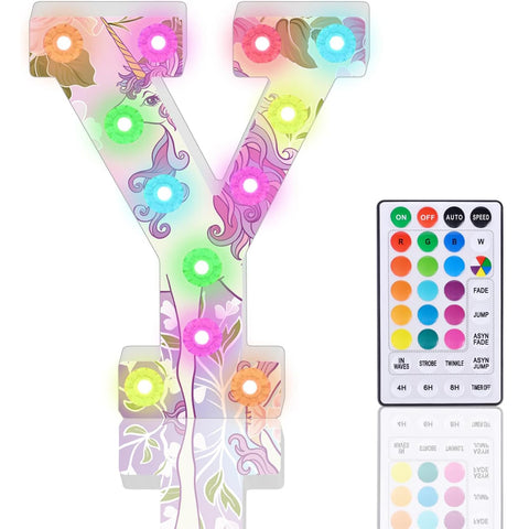 Light Up Letters, Glitter LED Letter Lights 18 Color Changing Diamond Alphabet Sign Night Light with Remote Control for Girls Gifts Birthday Bar Wedding Party Christmas Valentine Wall Table Decor - Y