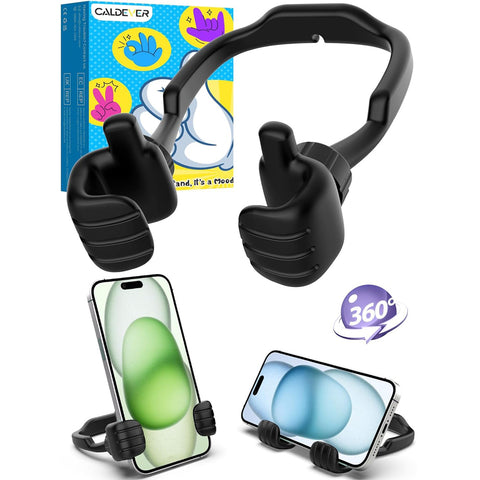 Black Thumbs Up Phone Stand – Lazy Desk Holder for iPhone & Smartphones