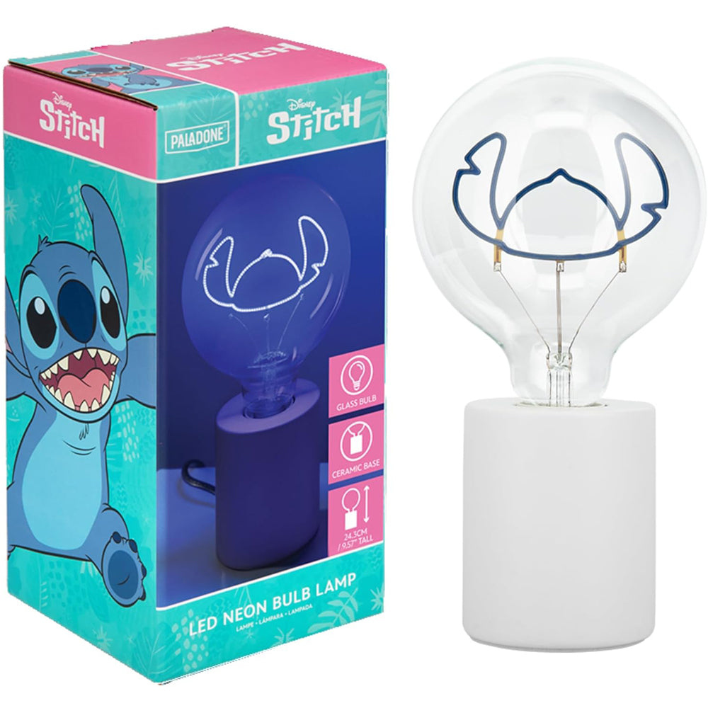 Disney Stitch Decorative LED Neon Bulb Lamp - E27 Glass Lightbulb, Officially Licensed Lilo & Stitch Collectible Gift, Fun Light for Bedrooms & Homes, Blue