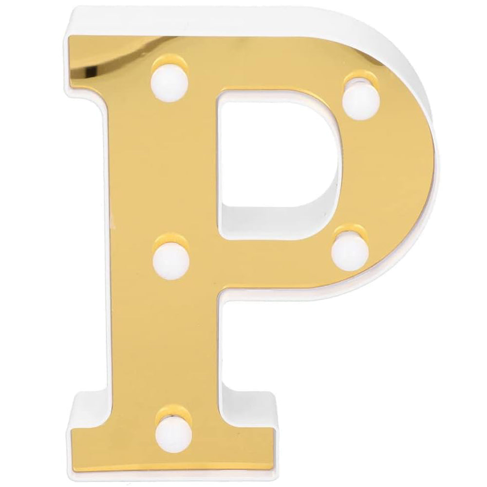 Gold LED Alphabet Letter Light P Warm White Battery Decorative Lamp UK