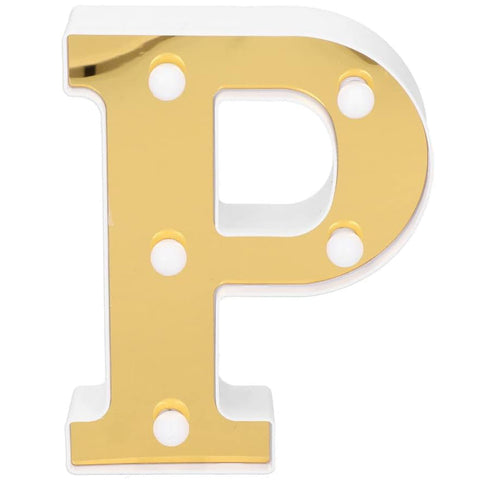 Gold LED Alphabet Letter Light P Warm White Battery Decorative Lamp UK