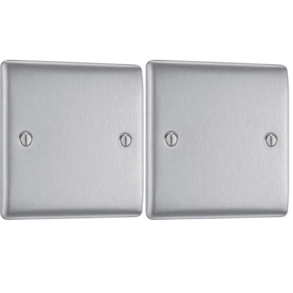 Single Blank Plate Pack of 2 – Brushed Steel