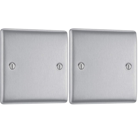 Single Blank Plate Pack of 2 – Brushed Steel