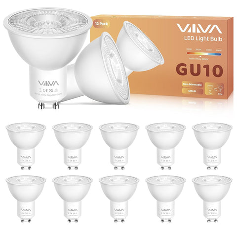 GU10 LED Bulbs Warm White 7W 3000K Spotlight 12-Pack