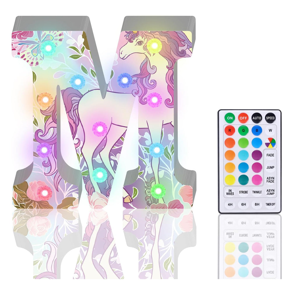 M Style Color Changing LED Letter Light with Remote, Diamond Glitter Alphabet Marquee Lamp, 18 Colors, Battery Powered Decorative Letter Light for Party, Wedding, Birthday, Home, Café and Bar Decor