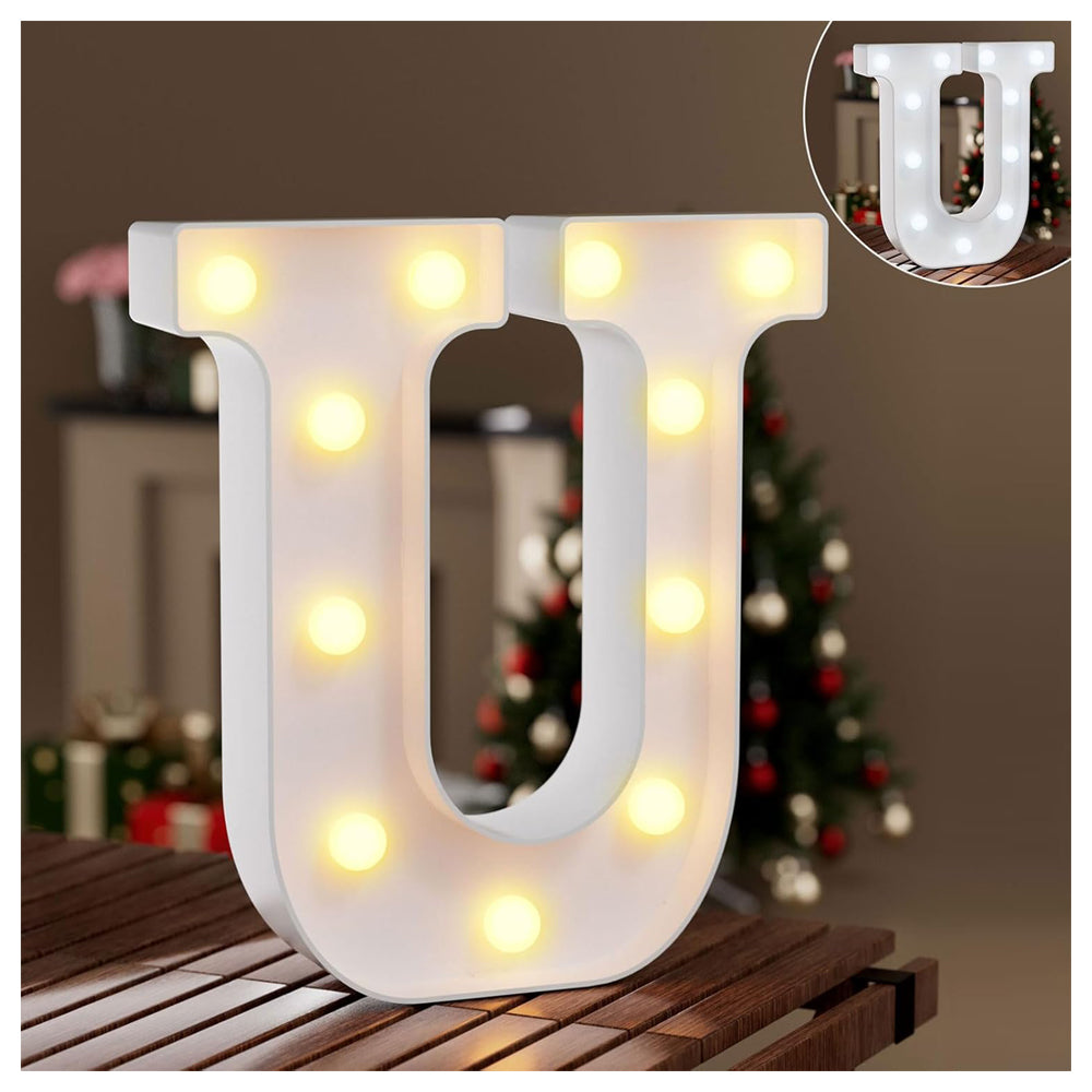 Ledido LED Light Up Marquee Letters Sign - Cool & Warm Light up Letters for Birthday Decorations, LED Letter Lights for Proposal Wedding Grad Bar Home Bedroom Table Wall Party Decor, Letter U