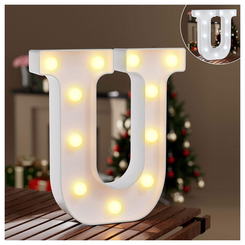 Ledido LED Light Up Marquee Letters Sign - Cool & Warm Light up Letters for Birthday Decorations, LED Letter Lights for Proposal Wedding Grad Bar Home Bedroom Table Wall Party Decor, Letter U