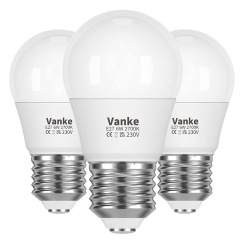 E27 LED Golf Ball Bulb 6W 2700K Warm White 3-Pack