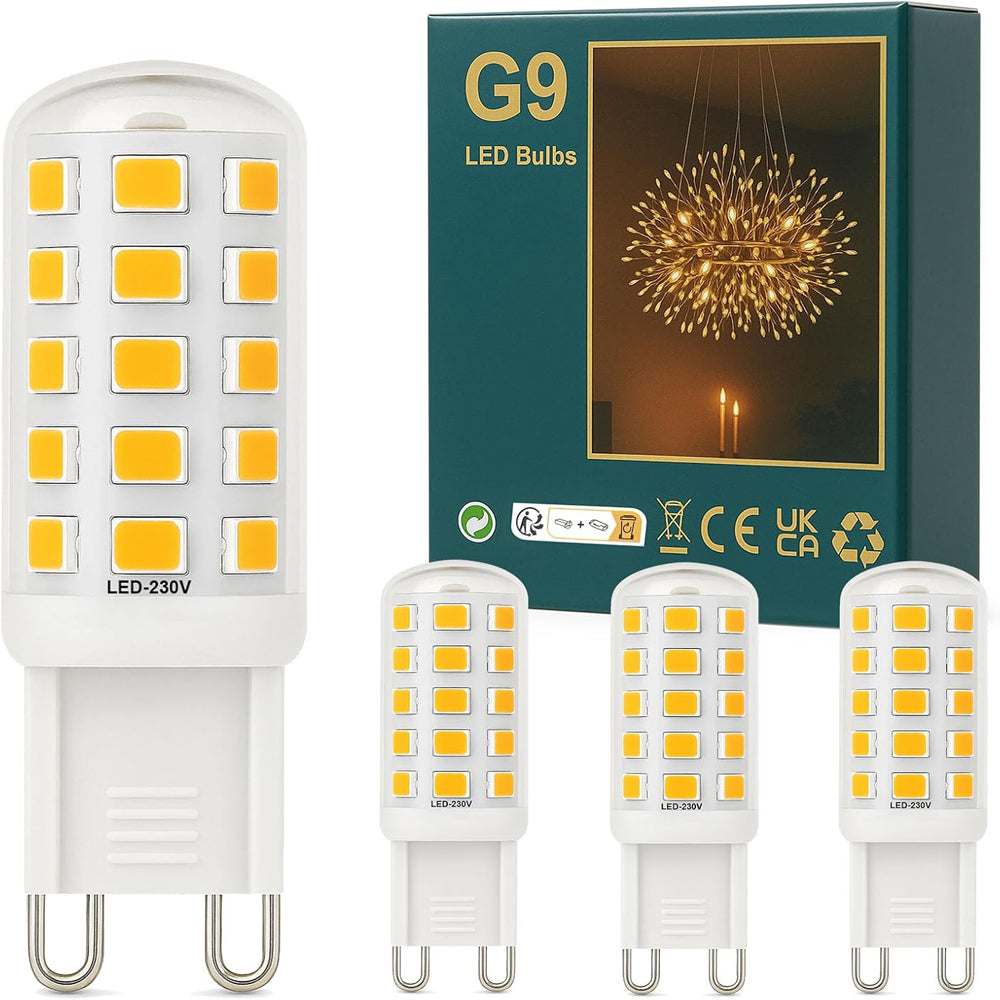 3W G9 LED Bulbs Warm White 580LM, 2700K Energy Saving Light Bulbs Equivalent to 40W Halogen, No Flicker Capsule GU9 LED Bulb for Home Lighting Decor, Chandelier, Not Dimmable, 220-240V,4 Pack
