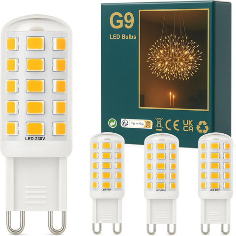 3W G9 LED Bulbs Warm White 580LM, 2700K Energy Saving Light Bulbs Equivalent to 40W Halogen, No Flicker Capsule GU9 LED Bulb for Home Lighting Decor, Chandelier, Not Dimmable, 220-240V,4 Pack