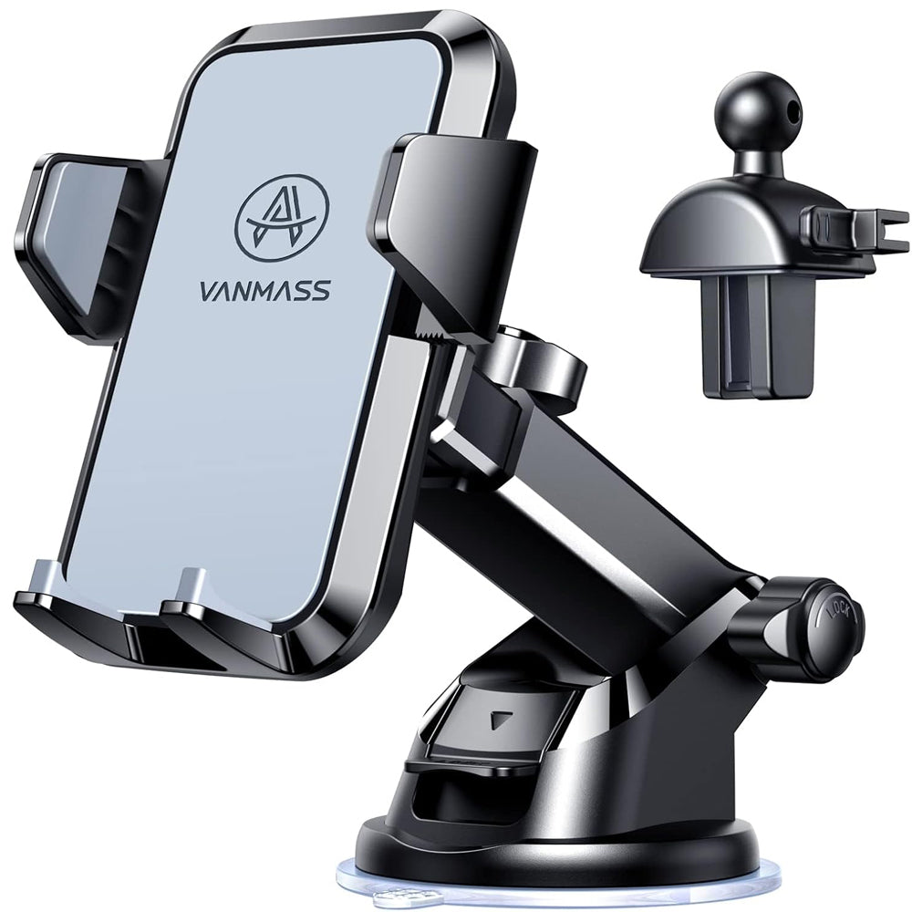 VANMASS Military-Grade Car Phone Holder Mount with 65LBS Suction, Steel Vent Clip, and Patented Stability for iPhone & Samsung