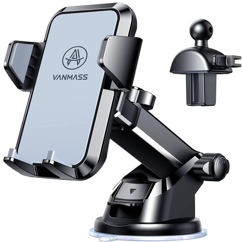 VANMASS Military-Grade Car Phone Holder Mount with 65LBS Suction, Steel Vent Clip, and Patented Stability for iPhone & Samsung