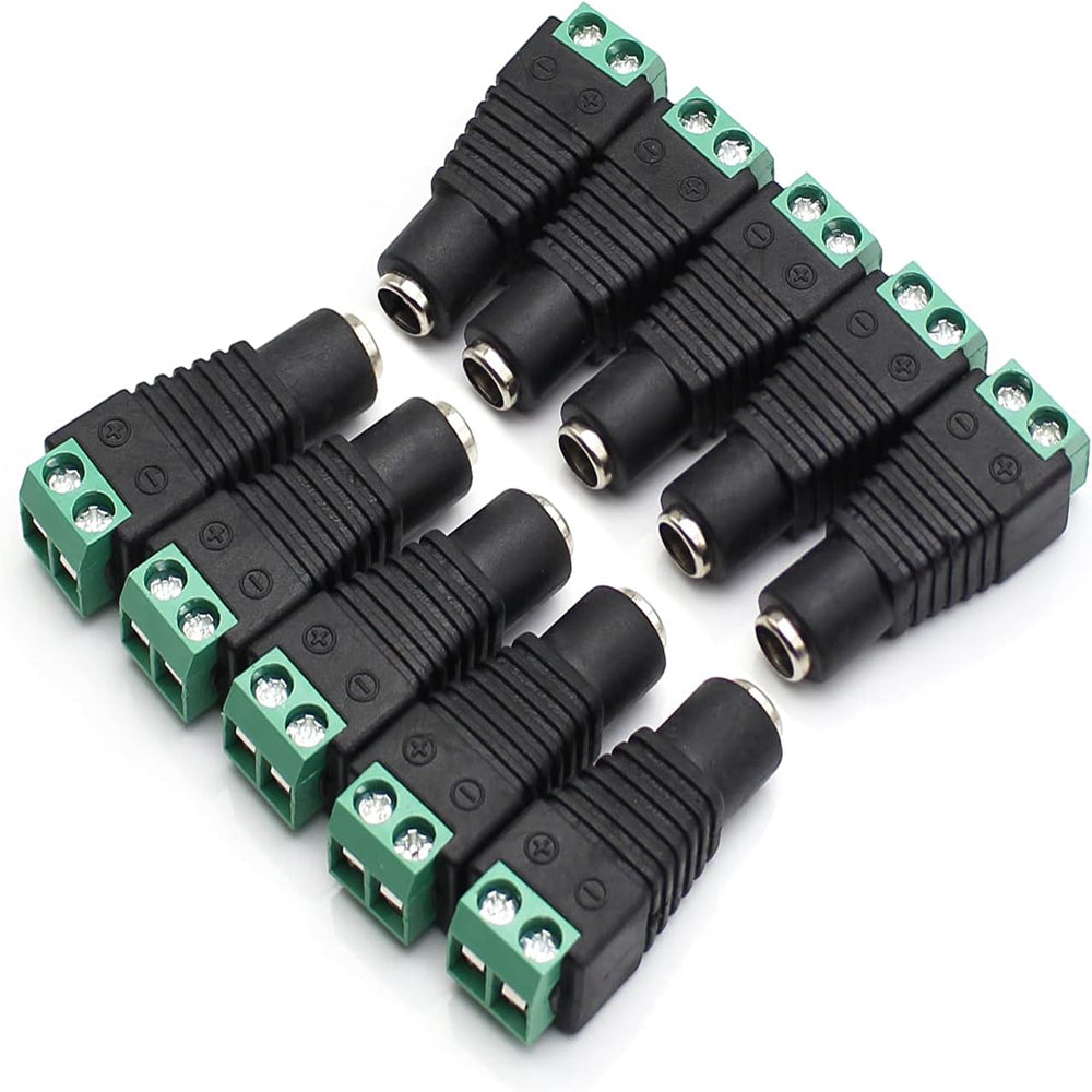 LightingWill 5Pair/10pcs 5.5 X 2.1mm Barrel Power 12V Male and Female DC Jack Power Connector Adapter Plug for CCTV Security Camera LED Strip