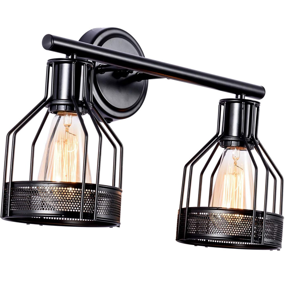 Wall Lights Industrial Lighting, Bathroom Indoor Cage Light Fixture, Metal Shade with Black Finish, Vintage Wall Sconces Home Retro Lights