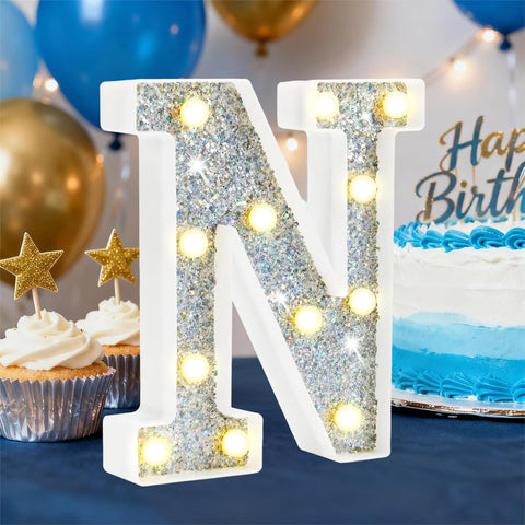 LED Marquee Letter Light Silver N - Battery Powered Night Light