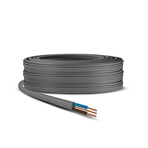 1mm Twin & Earth Flat Grey Electric Cable 10m