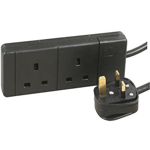PRO ELEC Extension Lead 2 Socket, 15 Metres in black