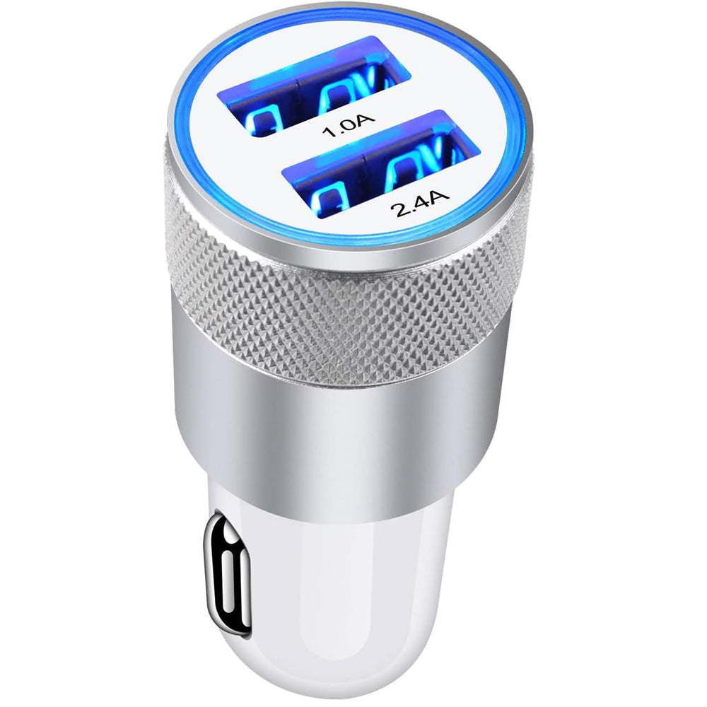 Car Charger Adapter 3.4A Dual Port Fast USB for iPhone, Samsung, iPad, and Google Pixel Devices