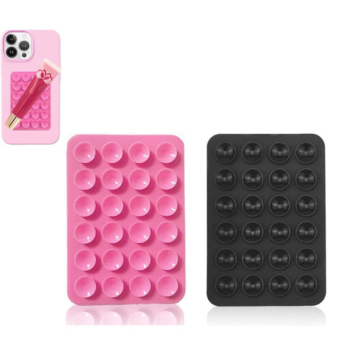 Leeneen 2PCS Silicone Suction Phone Case Mount – Black & Pink