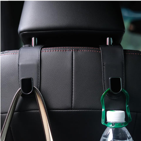 2 Pcs Leather Car Headrest Hooks – Universal Back Seat Hangers