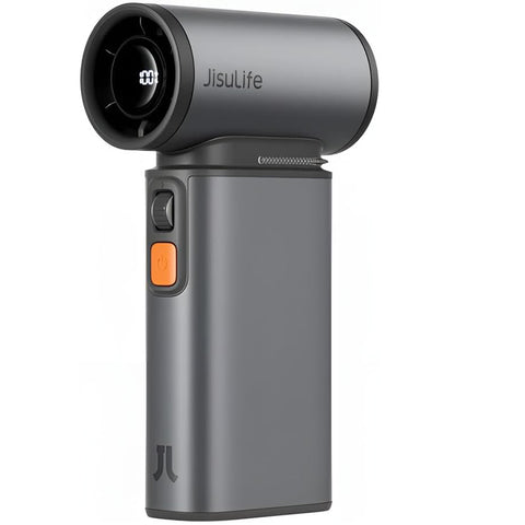 JISULIFE Portable Handheld Turbo Fan, 100 Speeds Adjustable Mini Personal Fan, 9000mAh USB Rechargeable Battery Operated, LED Display, Metal Shell with Accessories Gifts for Men Women Travel- Grey