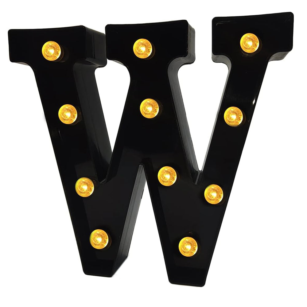 W Style Black LED Marquee Letter Light, Battery Powered Decorative Night Lamp for Home, Party, Wedding and Event Decor