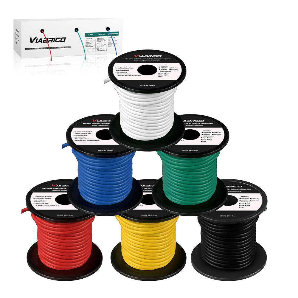10 Gauge Wire 600FT Copper Clad Aluminium Auto Electrical Cable Kit 6 Colour 10 AWG Low Voltage Heavy Duty Wiring 100FT Spools UK