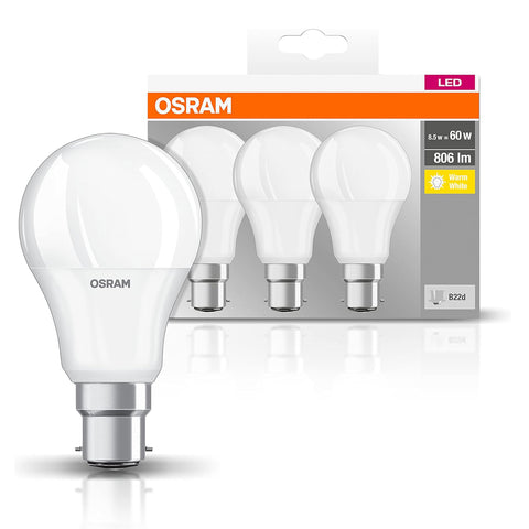 B22 LED Bulbs 8.5W Warm White 2700K Frosted 3 Pack