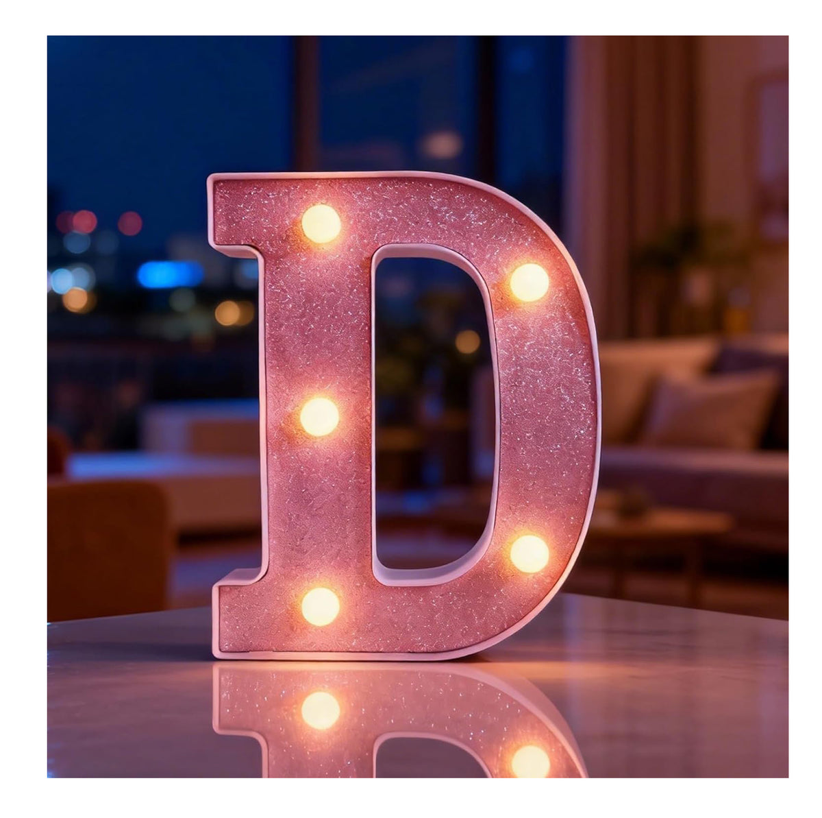 Light Up Letter D LED Pink Night Light