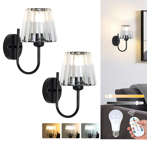 Rechargeable Wall Lights Set of 2 Crystal Black