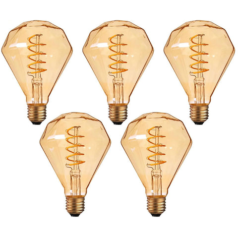 E27 Diamond Vintage LED Filament Bulb 4W Amber 2700K
