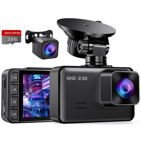 Mini Front and Rear Dash Cam 2.5K with Night Vision