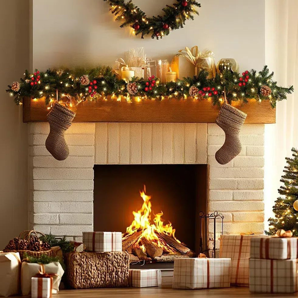 Christmas Garland with Lights 1.8M for Stair and Fireplace