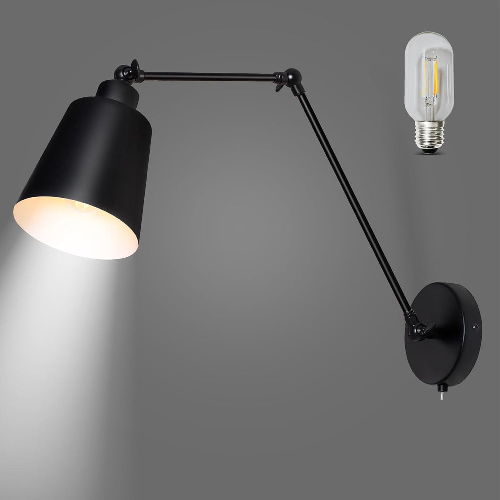 Vintage Wall Sconce Black Swing Arm Wall Light Industrial Wall Light for Restaurants Galleries Living Room Black E27