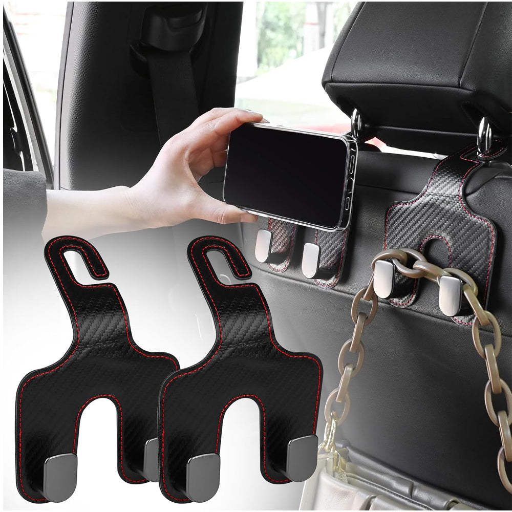 Car Bag Hooks, 2 Packs Leather Headrest Bracket Auto Storage Hook