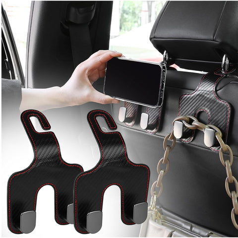 Car Bag Hooks, 2 Packs Leather Headrest Bracket Auto Storage Hook