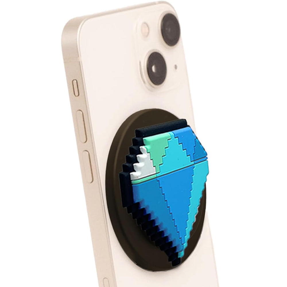 3D Pixel Art Phone Grip & Stand Holder Compatible with MagSafe - Bling Gem Diamond (Black)