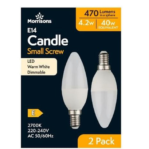 LED Candle Bulbs 470 Lumens ES 4.2W Dimmable 2 Pack