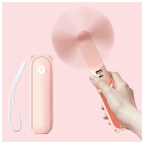 Portable Handheld Fan with 4500mAh Powerbank – Pink