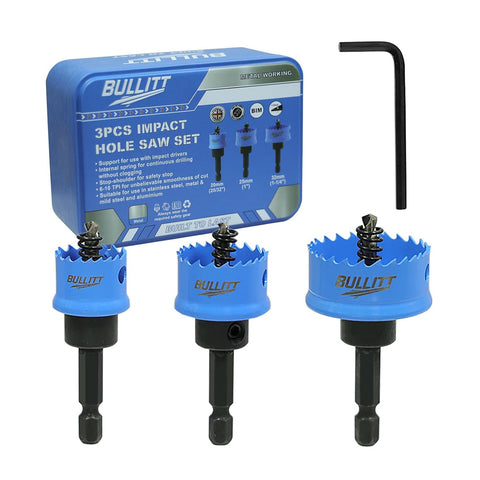 Bullitt Impact Hole Saw Set 20–32Mm 3Pcs M42 Hss Bi-Metal Hex Shank Cutter Kit For Stainless Steel Mild Steel Aluminium Drilling