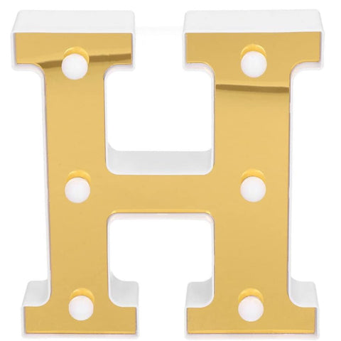 Gold LED Alphabet Letter Light H Warm White Battery Decorative Lamp UK